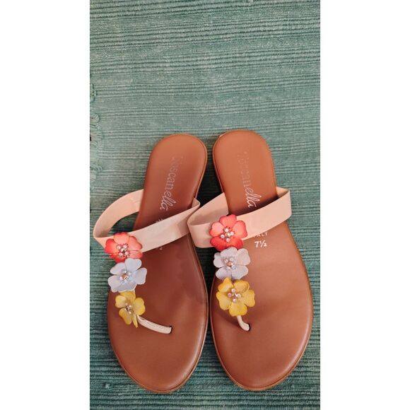Toscanella Made In Italy Womens Nana Low Wedge Floral Thong Sandal Size 7.5 - Picture 6 of 7